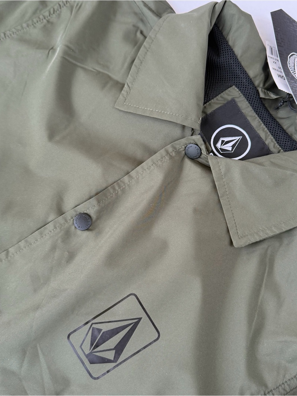 Volcom Olive Windbreaker Jacket with Logo Patch NWT